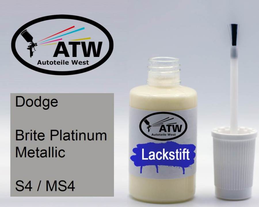 Dodge, Brite Platinum Metallic, S4 / MS4: 20ml Lackstift, von ATW Autoteile West.